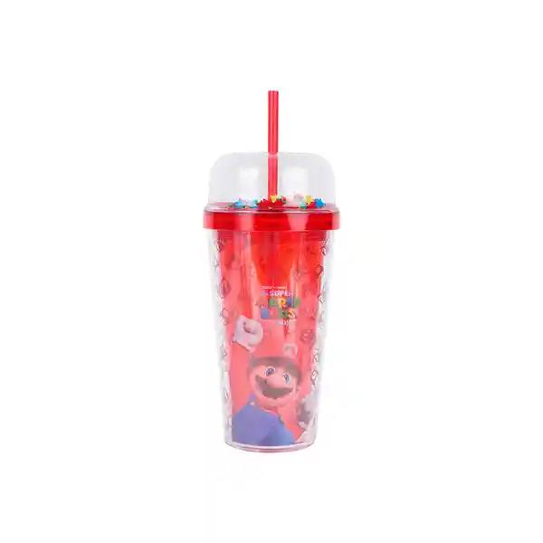 Vaso de Plástico Con Pitillo Serie Super Mario Bros Rojo Miniso