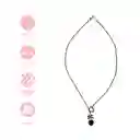 Collar Con Dije de Corazón y Moño Serie Dark Miniso