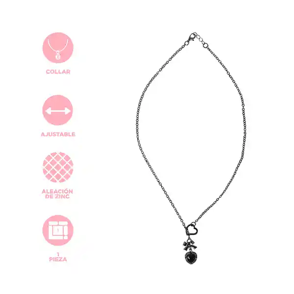 Collar Con Dije de Corazón y Moño Serie Dark Miniso