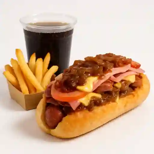 Combina2 Perro Papas y Choripapa y Bebida.