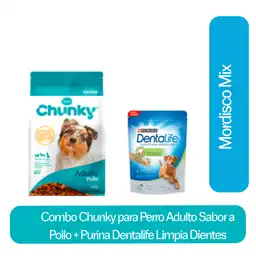 Combo Chunky Perro Adulto Pollo + Purina Dentalife Raza Grande