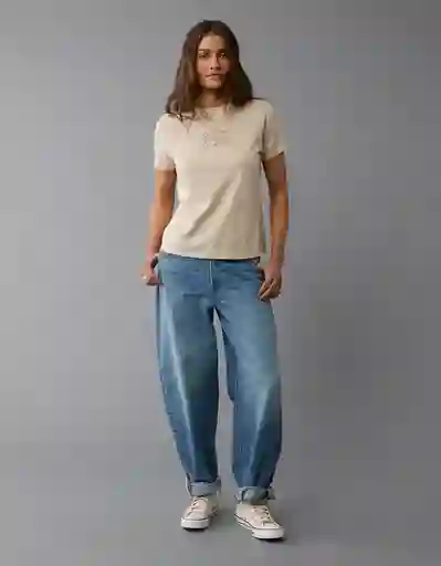Camiseta Mujer Beige Talla: LARGE 9929106 American Eagle