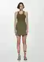 Vestido Morrone Khaki Talla XS Mujer Mango