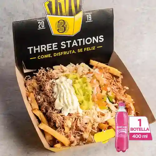 Combo Three Stations + Postobón Manzana 400 ml