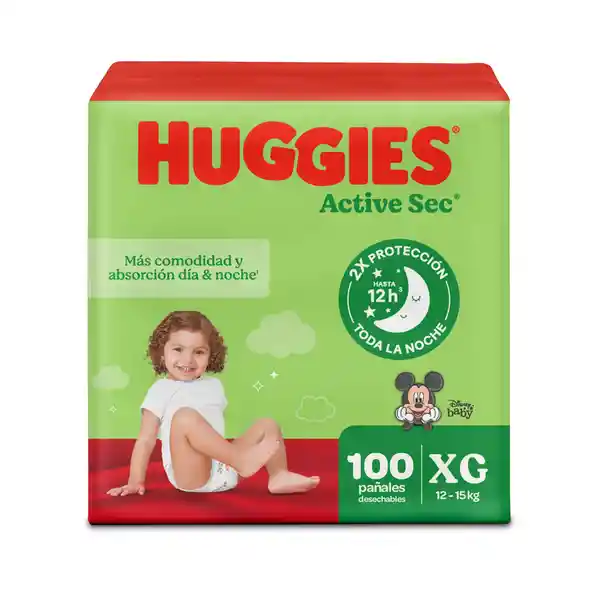 Pañal Huggies Active Etapa 4/XG Comodida y Absorción 100 Und