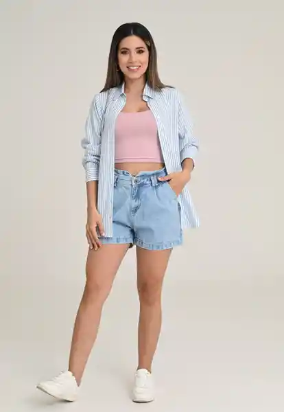 Short Paper Bag Color Azul Medio Talla 8 Ragged