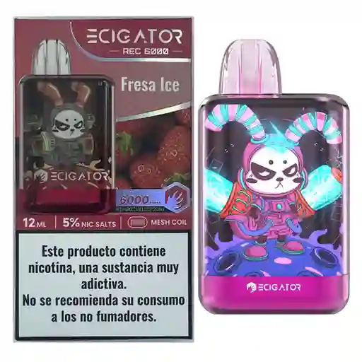 Ecigator Vapeador Fresa Ice 6000 Puffs 5%
