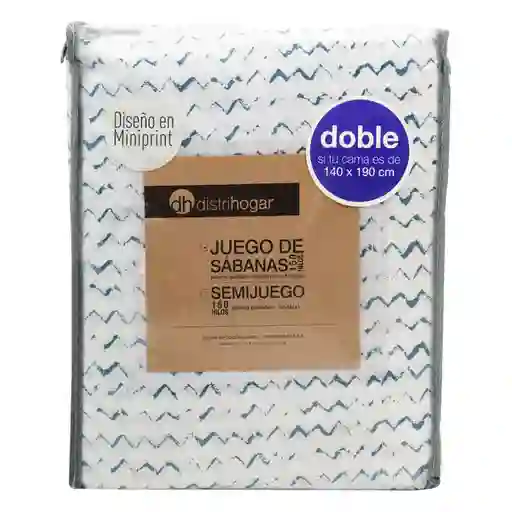 Juego de Cama 150 Hilos Mini Print 5 Doble Azul