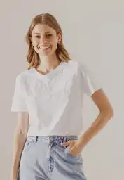 Camiseta Manga Corta Para Dama Blanco Talla XS