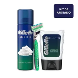 Gillette Irritation Protection Kit de Afeitado Piel Sensible Rastrillo + 1 Cartucho + Espuma + Aftershave