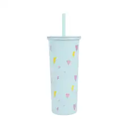 Vaso de Acero Inoxidable Con Pitillo Menta 800 mL Miniso