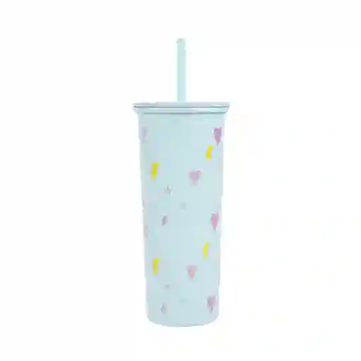 Vaso de Acero Inoxidable Con Pitillo Menta 800 mL Miniso