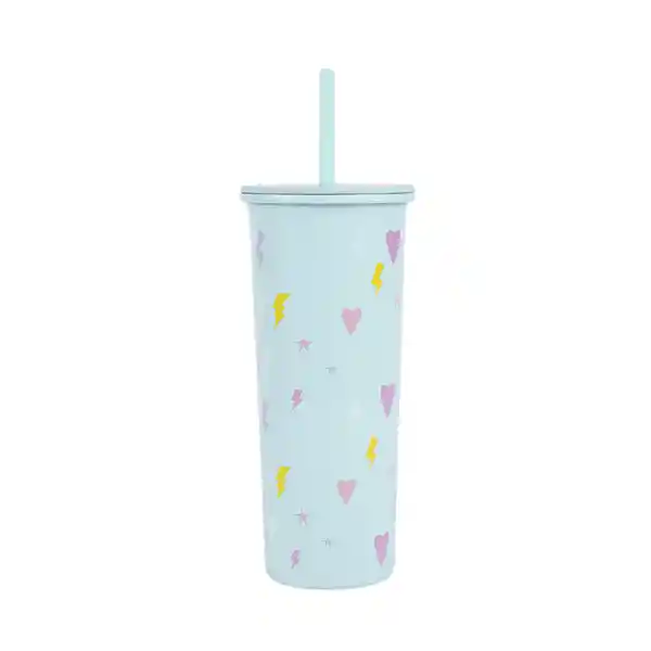 Vaso de Acero Inoxidable Con Pitillo Menta 800 mL Miniso