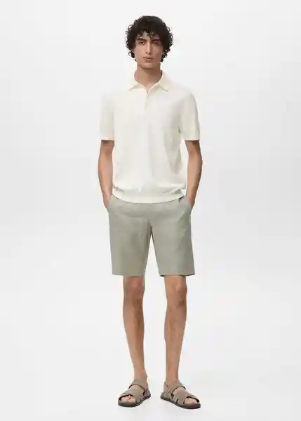 Camiseta Polo Arraona Offwhite Talla L Hombre Mango