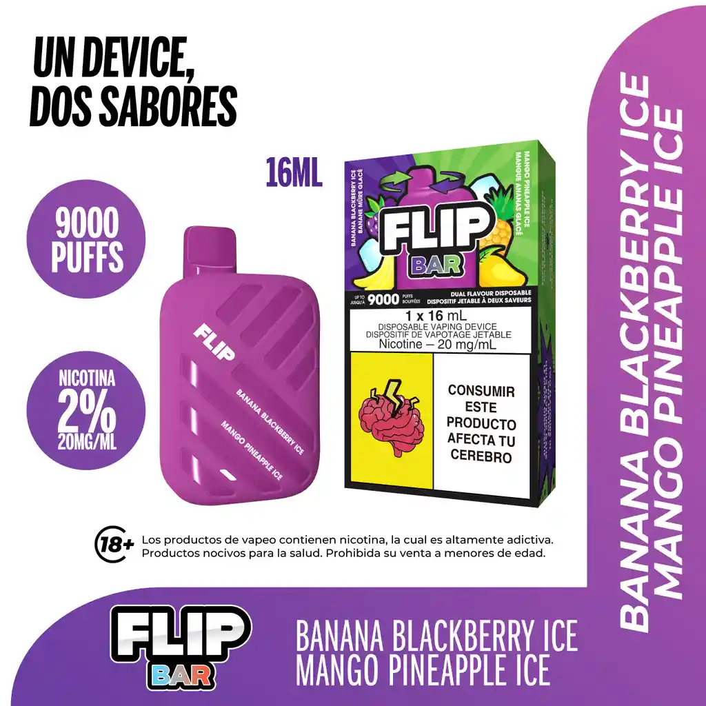 Stlth Flip Vapeador Banana Blackberry Ice Mango Pineapple Ice