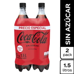 Gaseosa Coca-Cola sin Azúcar PET 1.5L x 2 Unds