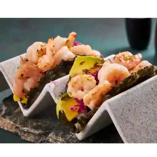 Poke taco de camarones