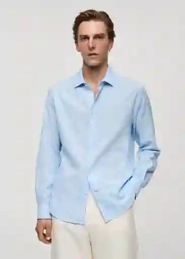 Camisa Emma Celeste Talla L Hombre Mango