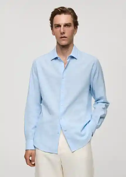 Camisa Emma Celeste Talla L Hombre Mango