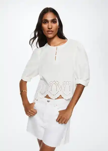 Blusa Khan-H Blanco Talla Xs Mujer Mango