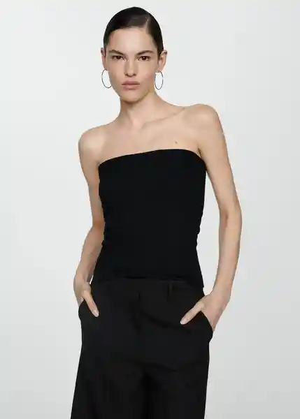 Top Paulina Negro Talla S Mujer Mango