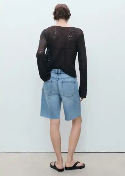 Bermuda Anne Tejano Medio Talla 38 Mujer Mango