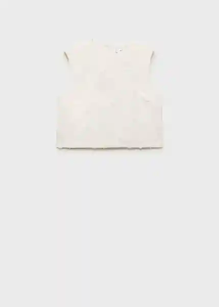 Top Floc Offwhite Talla S Mujer Mango