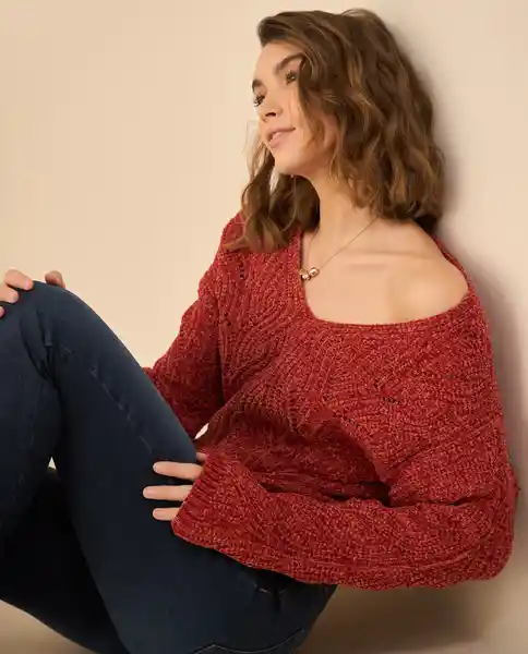Suéter Tejido Rojo Cereza Oscuro Talla M 662G203 Esprit
