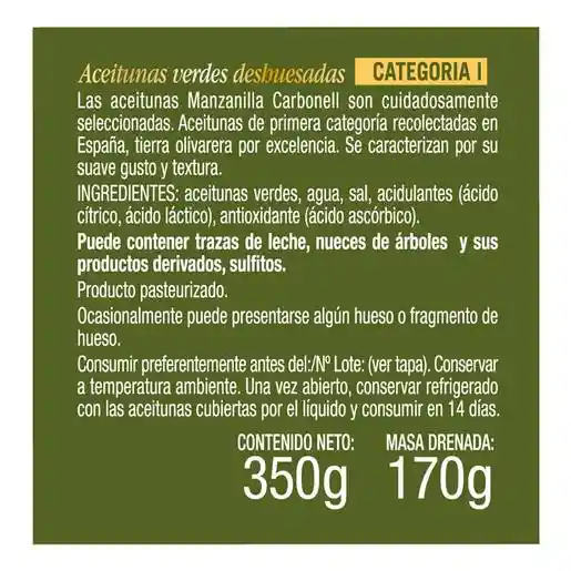 Carbonell Aceitunas Verdes sin Hueso