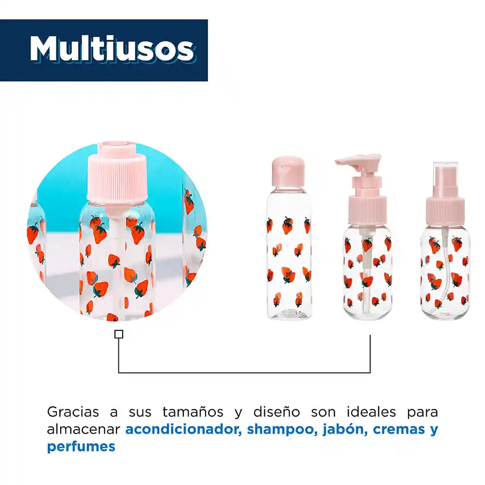 Kit de Viaje Fresa Mediano Rosa Miniso