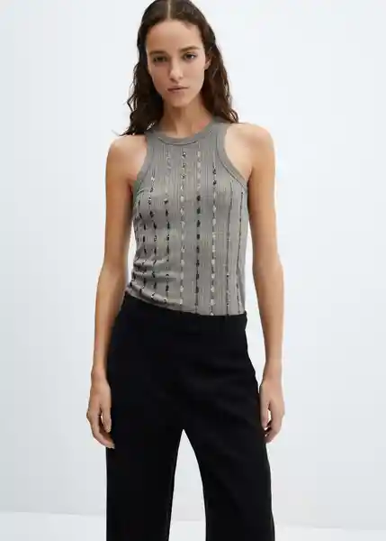 Top Xbead Mujer Gris Talla M Mango