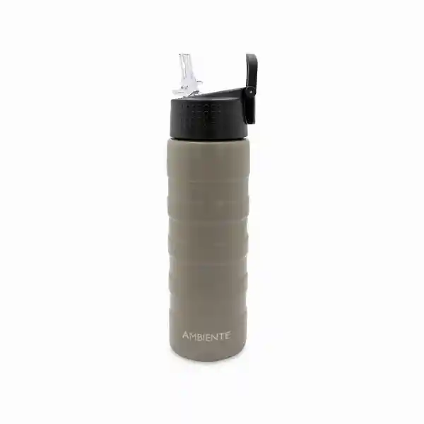 Termo Doble Pared Con Pitillo Gris Ambiente Gourmet