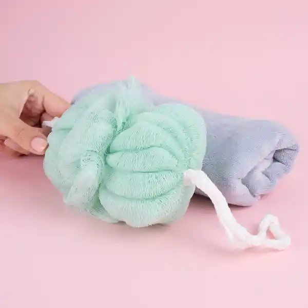 Esponja de Baño de Doble Bola Verde Claro Miniso