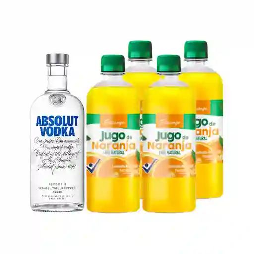 Combo Absolut Vodka Original + Frescampo Jugo de Naranja