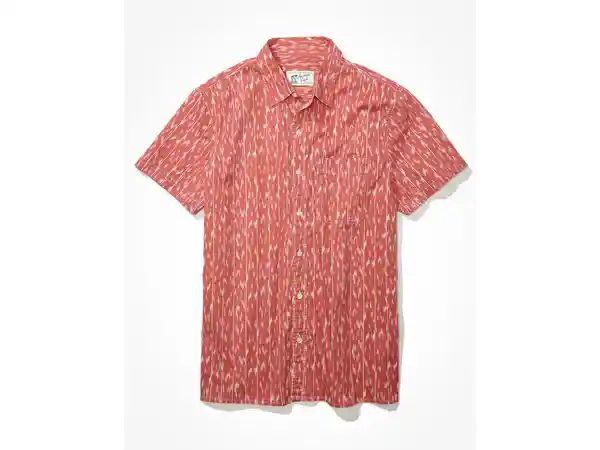 American Eagle Camisa Estampada Resorte/Botones Borgoña Large