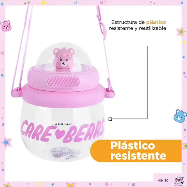 Vaso de Plástico Con Correa Para el Hombro Rosa Miniso