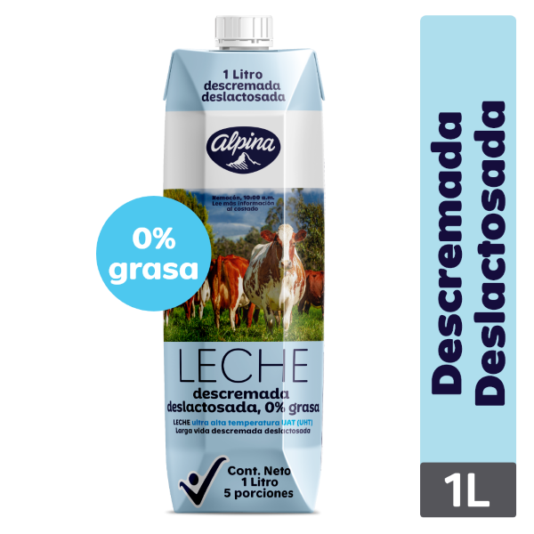 Leche Descremada Deslactosada Alpina Caja 1000 ml