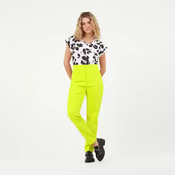 Pantalón Tiro Alto Bota Recta Verde Talla 10 - 536523