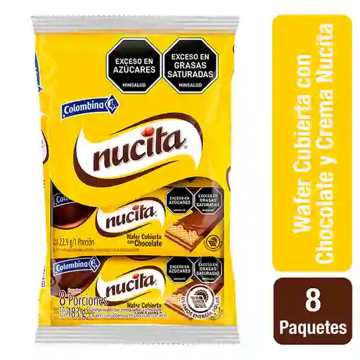 Nucita Galleta Wafer con Crema de Avellana Cubierta de Chocolate