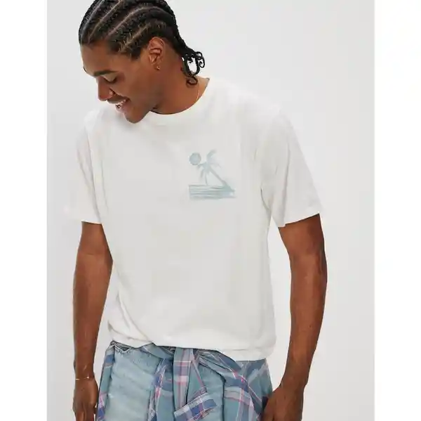 Camiseta Hombre Blanco Talla Large American Eagle