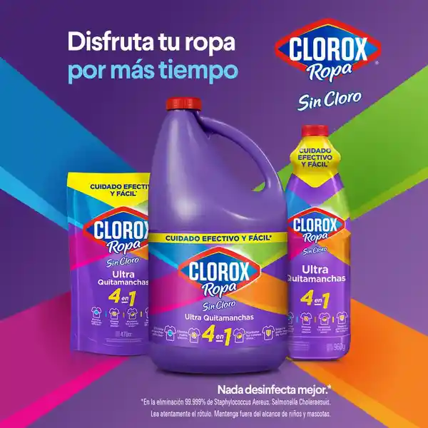 Quitamanchas Sin Cloro Clorox Ropa 4 en 1 de Color 930 mL