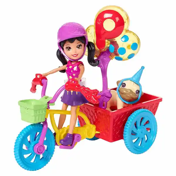 Polly Pocket Jugeute Bicicleta Pedalea Con Mascota