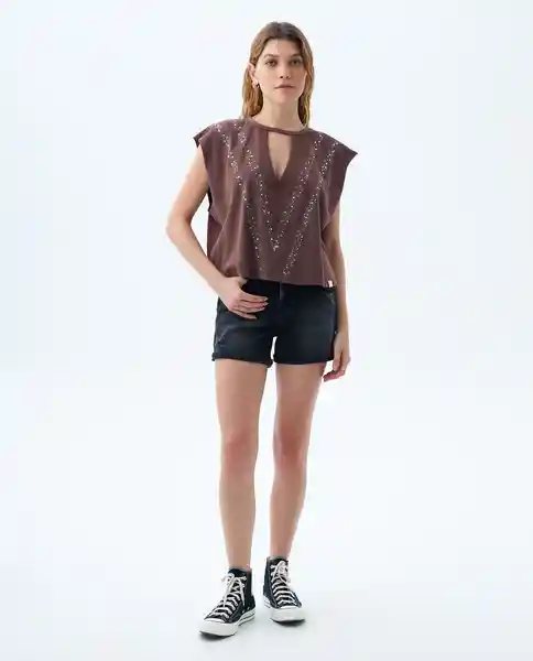 Camiseta Mujer Café Talla M 609f008 Americanino
