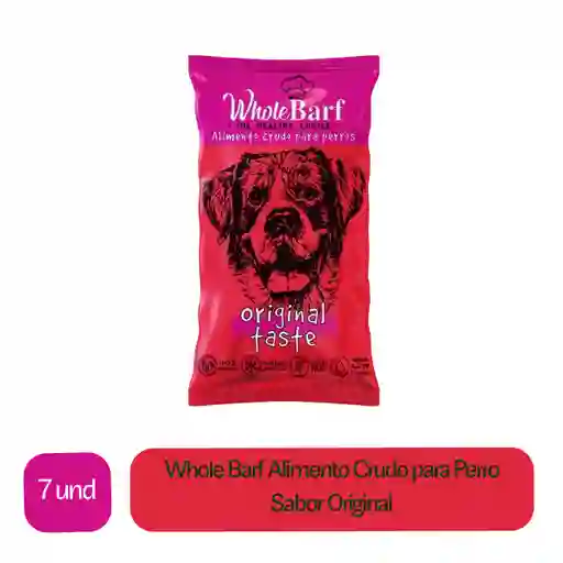 7 x Whole Barf Alimento Crudo Para Perro Sabor Original