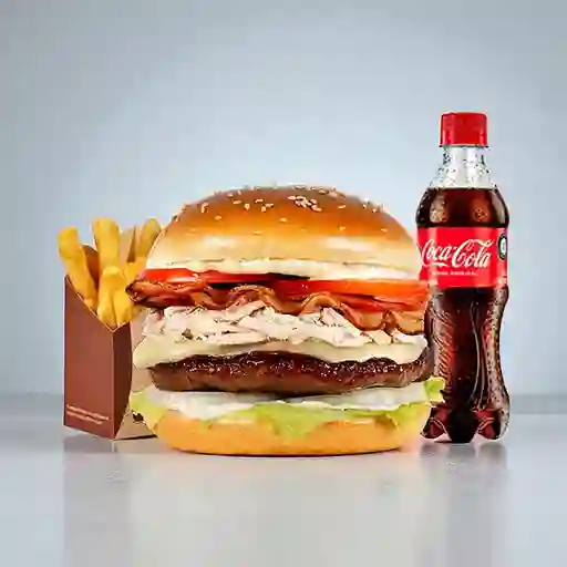 Combo Hamburguesa De Pollo Desmechado.