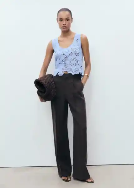 Top Garden Celeste Talla S Mujer Mango