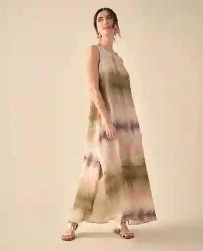 Vestido Beige Natural Medio Talla M 691G000 Esprit