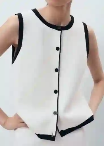 Chaleco Pipon Crudo Talla S Mujer Mango