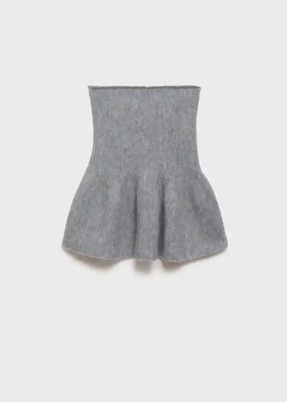 Top Jabot Gris Talla S Mujer Mango