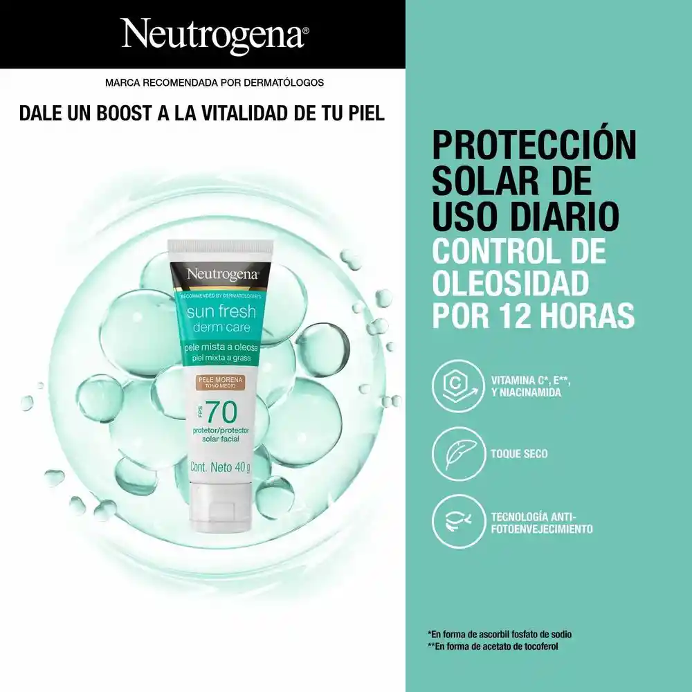 Neutrogena Protector Solar Facial Sun Fresh Tono Medio Fps 70